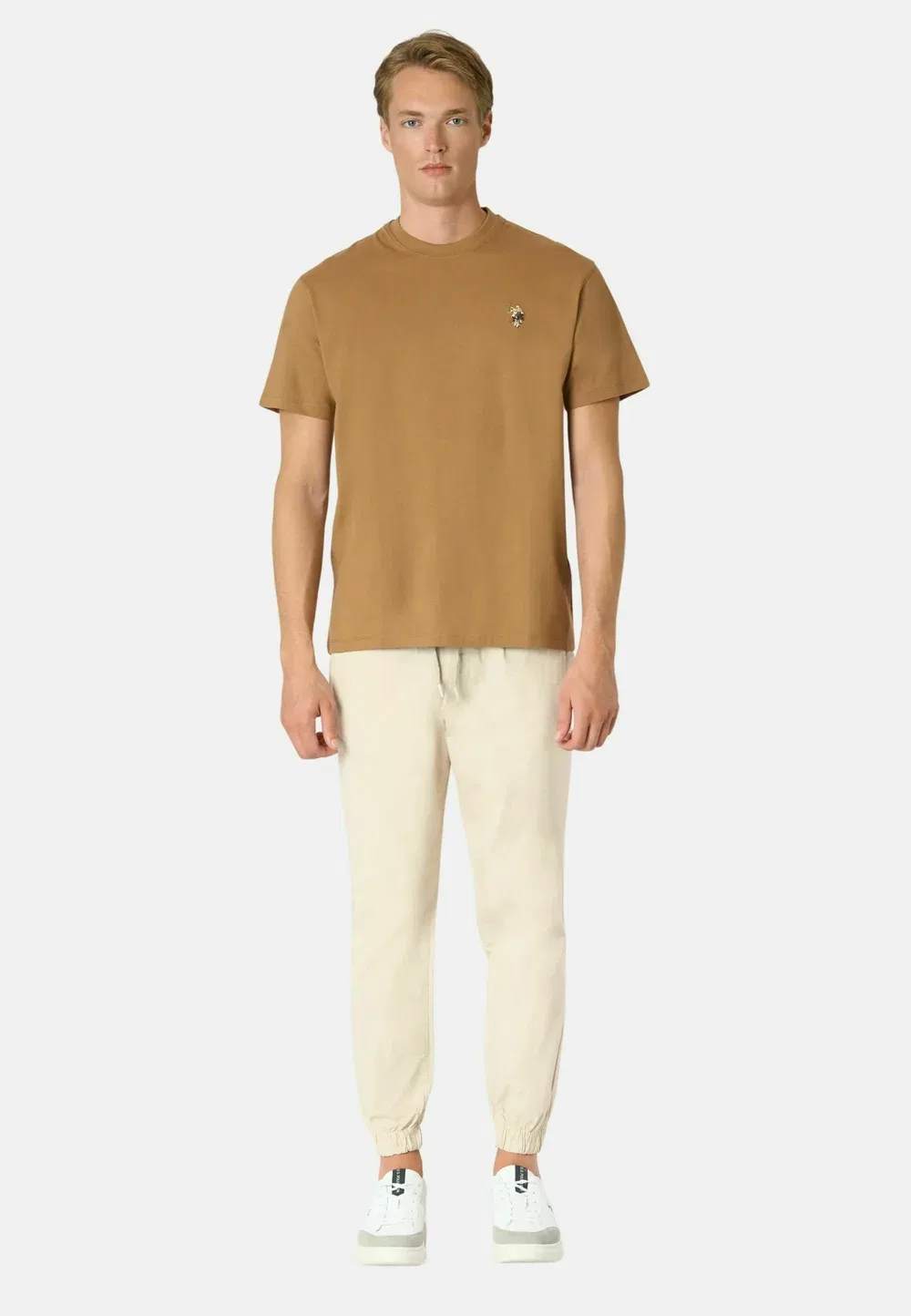 Футболка girocollo da uomo a maniche corte con logo colorato - базовая футболка U.S. Polo Assn., Marrone-162 — фото 2