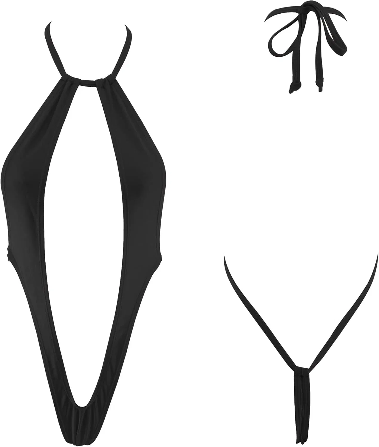 Женский микро бикини слингшот G-string, Black