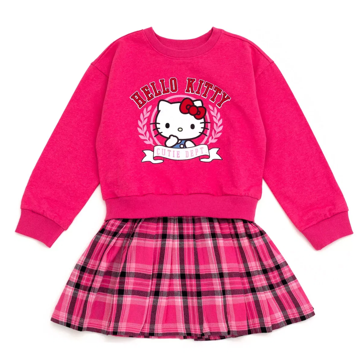 Детское платье для девочек с принтом Hello Kitty Flannel Oversized Fleece Plaid Dress Hello Kitty, Magenta