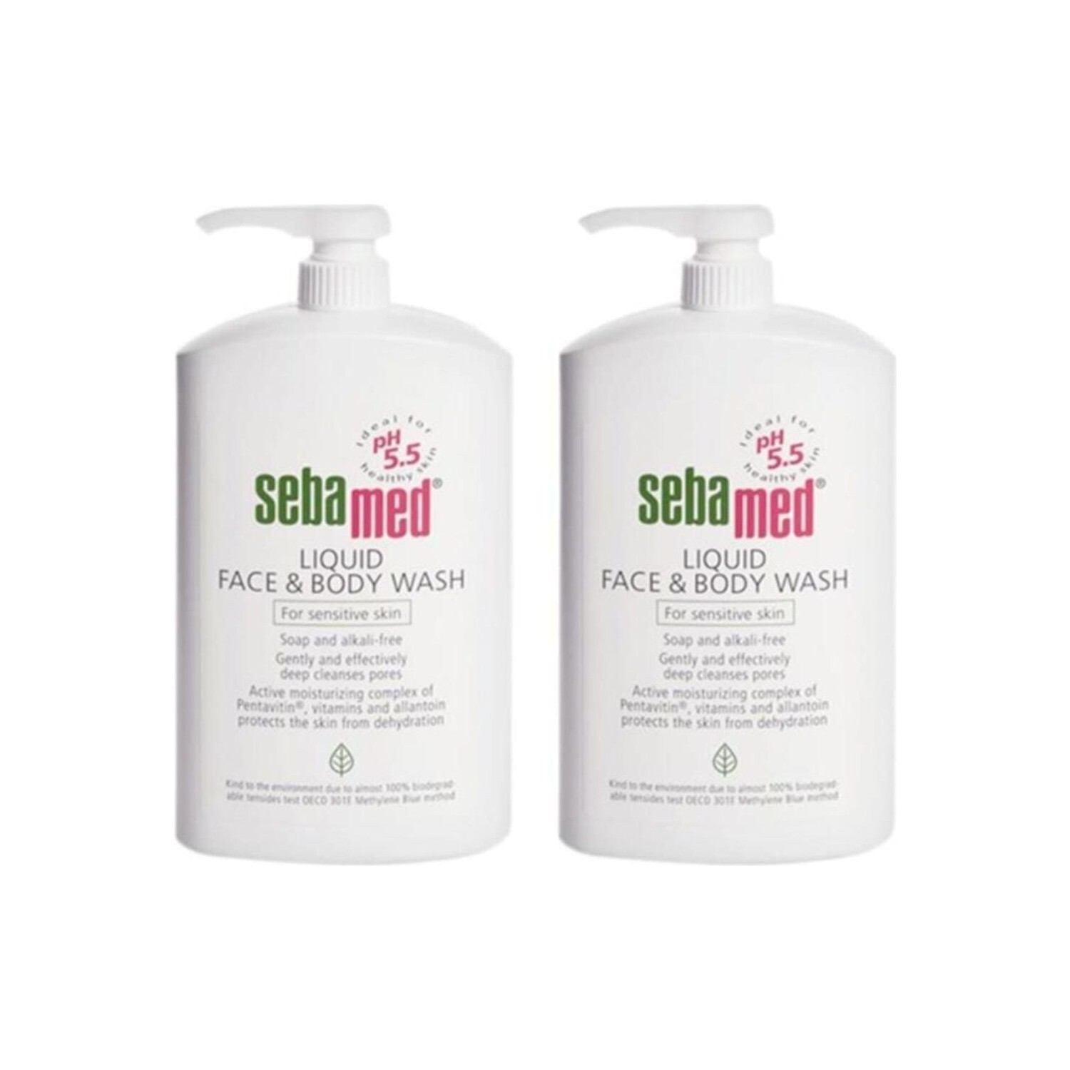 

Очищающий гель Sebamed Liquid для лица и тела, 2 флакона по 1000 мл