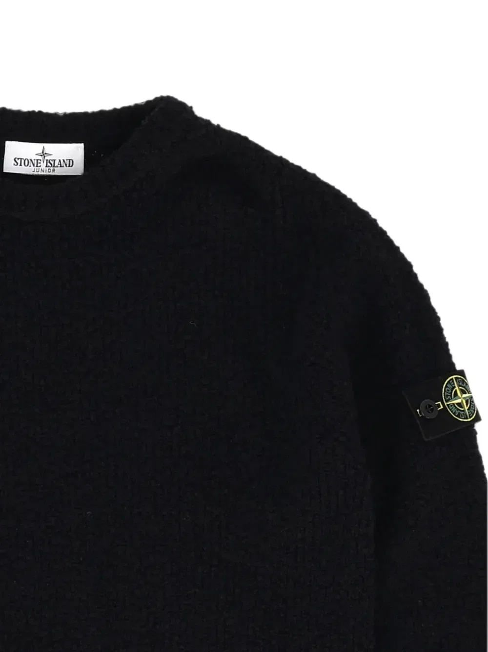 Трикотажный свитер с логотипом Stone Island Junior, черный — фото 3