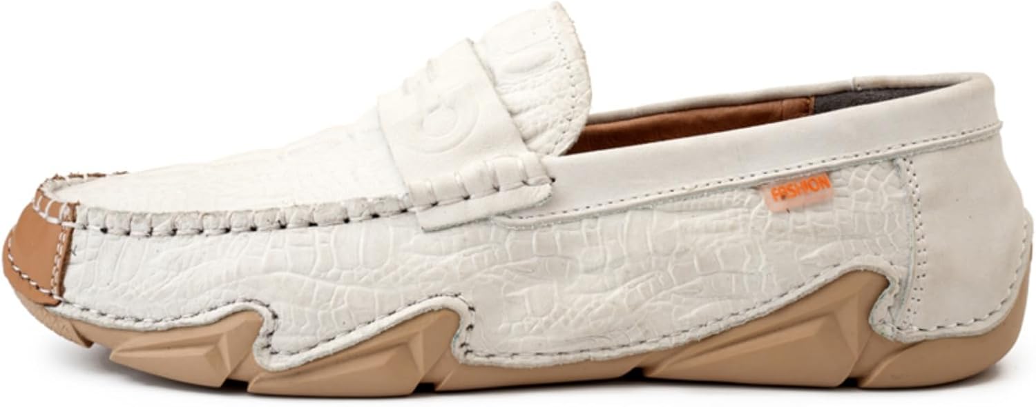 

Мужские текстурированные лоферы с тиснением, стильные повседневные слипоны- идеально подходят для ежедневных дел, встреч на выходных и городских поездок Aokisx, слоновая кость