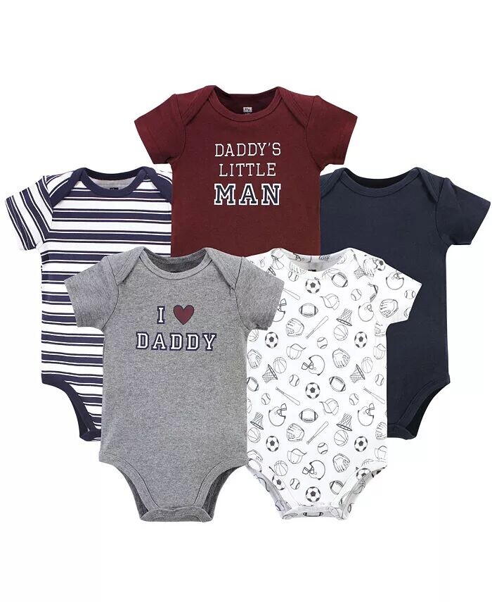 

Хлопковые боди для маленьких мальчиков Daddy (5 шт.) Hudson Baby, серый
