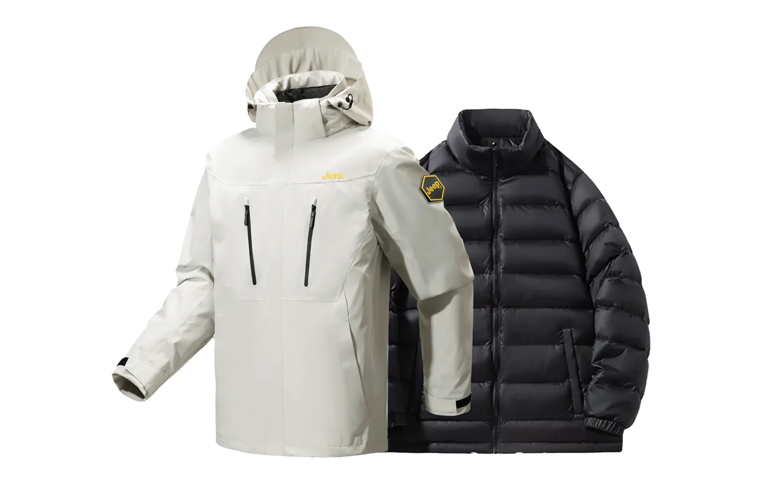 Унисекс лыжная одежда для отдыха на природе Jeep, Raw White[Single Layer Coat+Down Liners]