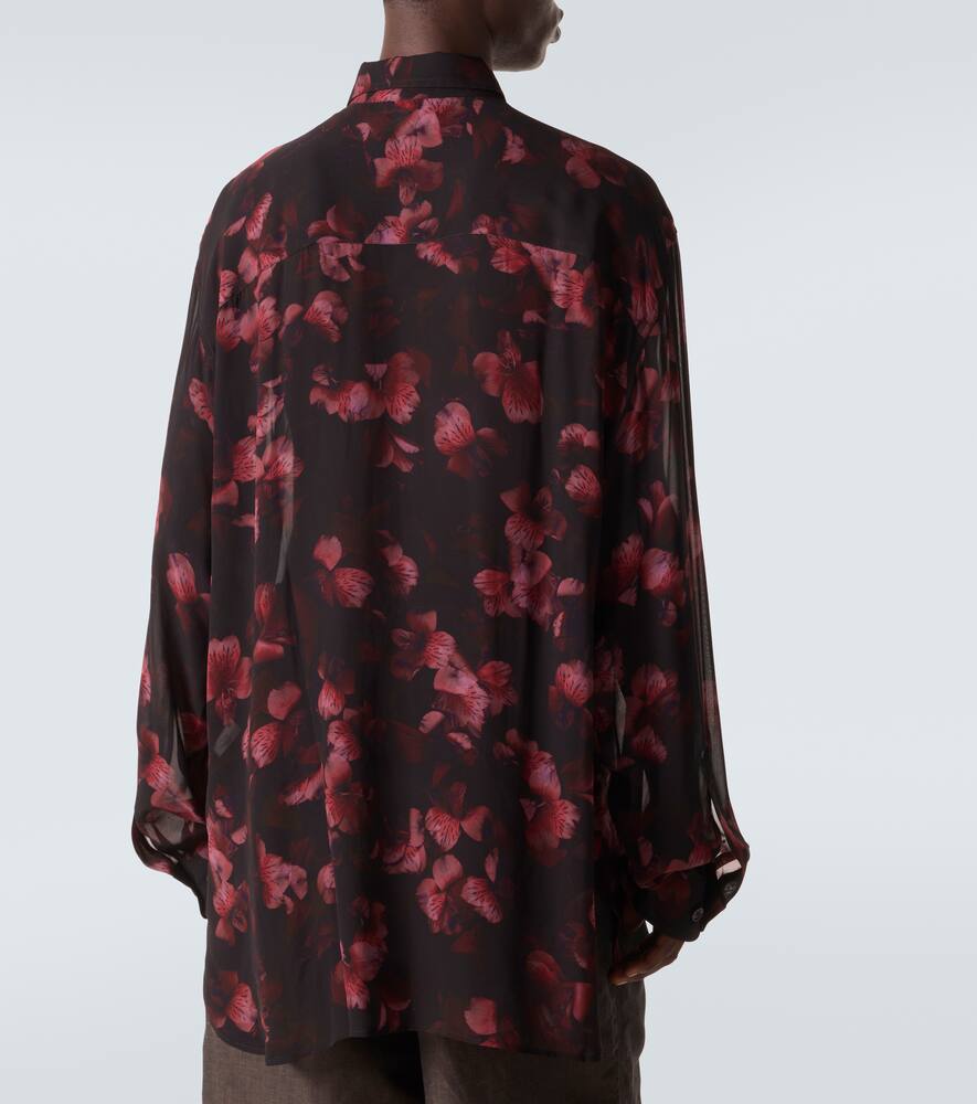 Прозрачная блузка с цветочным принтом Dries Van Noten, Bordeaux — фото 4