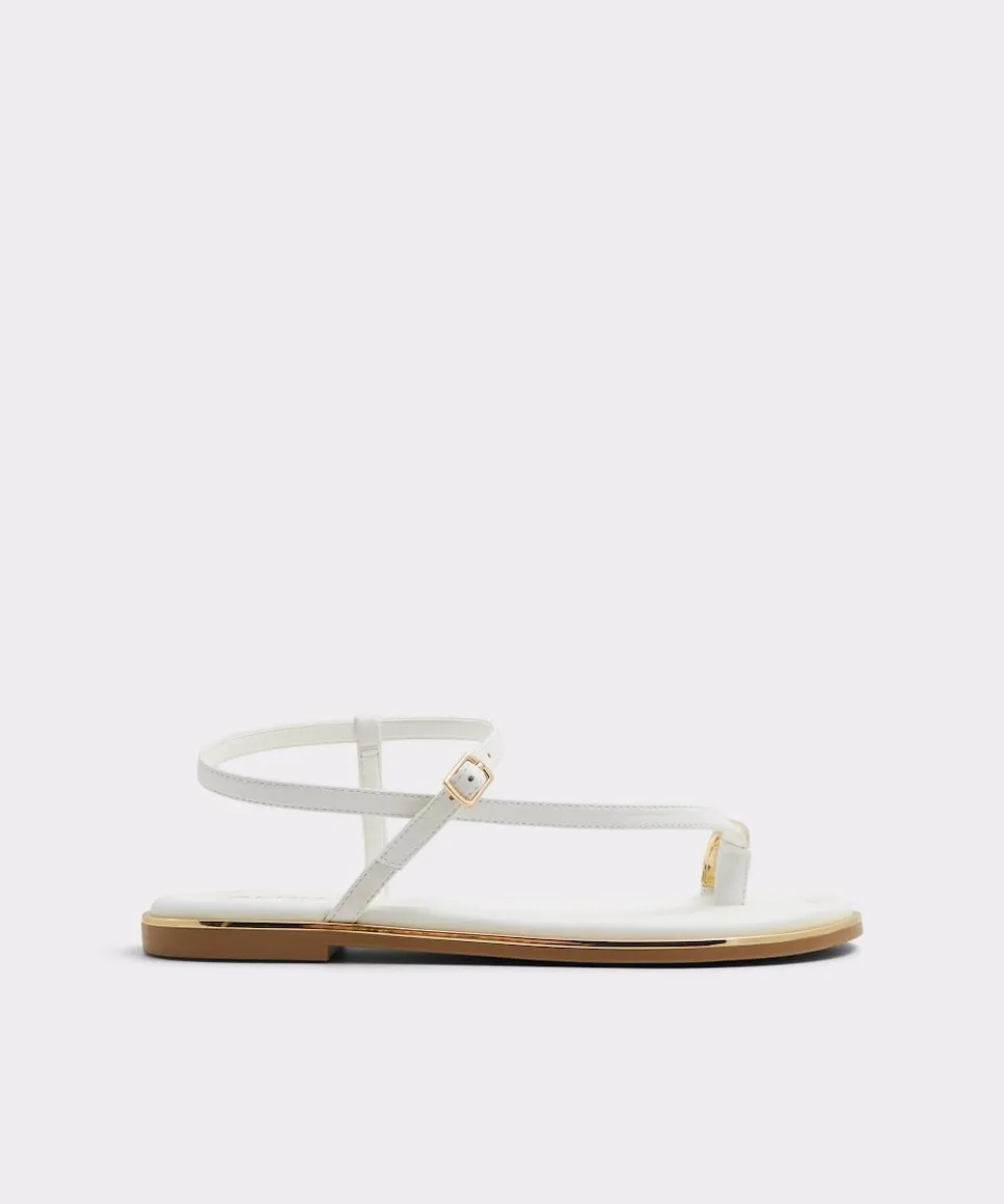 Сандалии женские кожаные на плоской подошве с круглым носком Aldo, белый