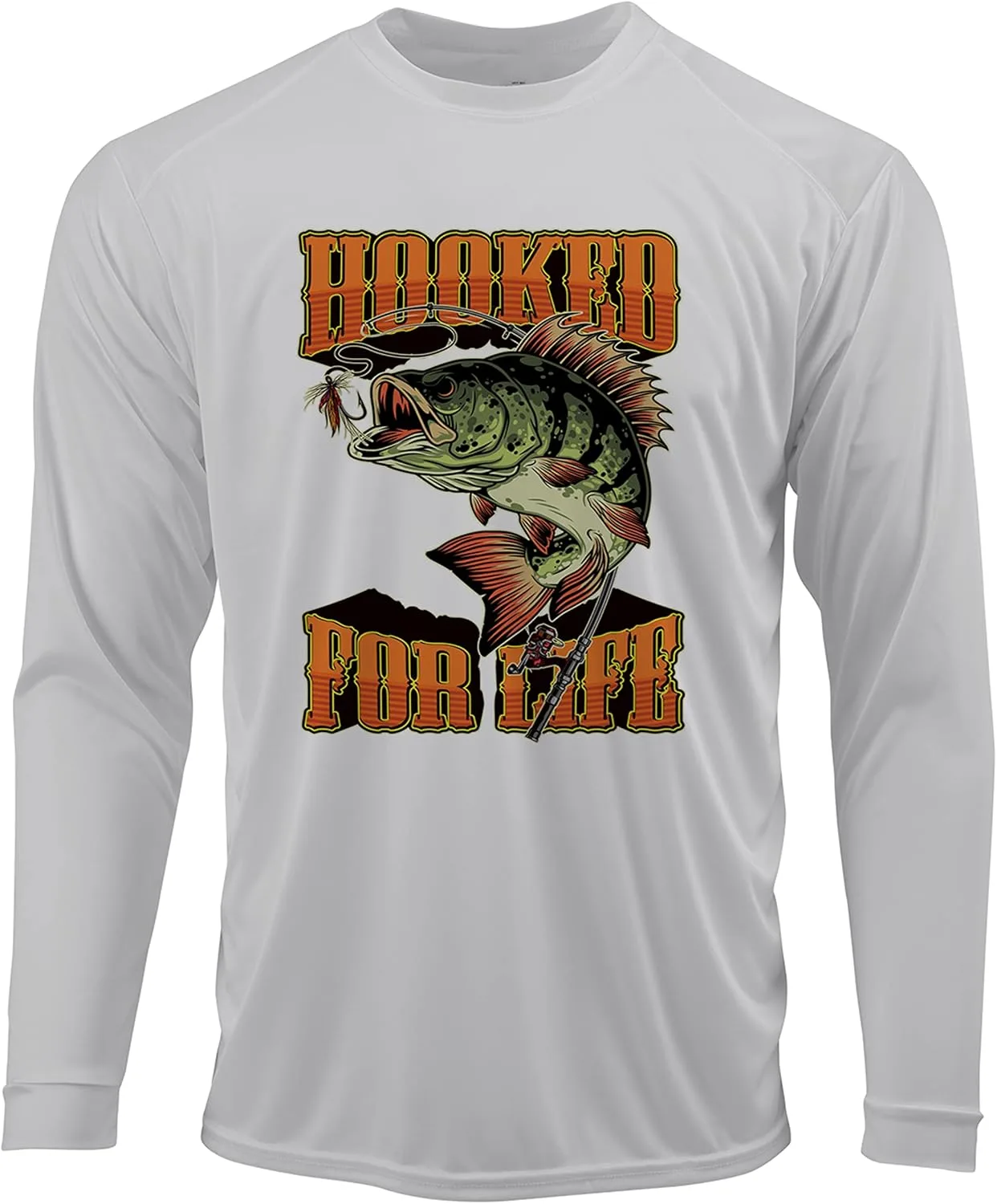 

Ink Trendz Hooked for Life Bass Fishing UPF 50+ Dri-Fit Long Sleeve Performance T-Shirt