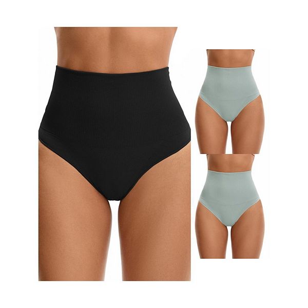 

3 пачки женских стрингов-утягивающего белья для контроля живота с высокой талией Inspire Chic, Blue Black