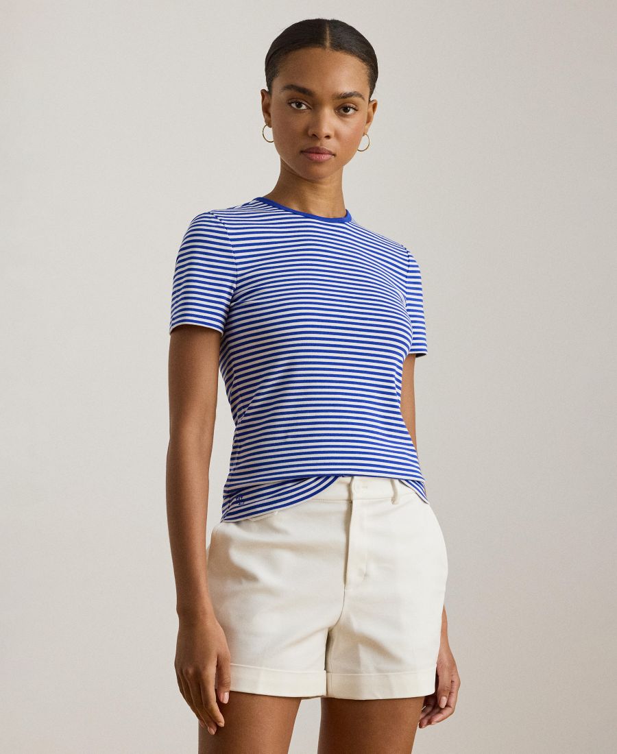

Женская полосатая футболка с коротким рукавом и круглым вырезом Lauren Ralph Lauren, Cruise Royal/white, Белый, Женская полосатая футболка с коротким рукавом и круглым вырезом Lauren Ralph Lauren, Cruise Royal/white