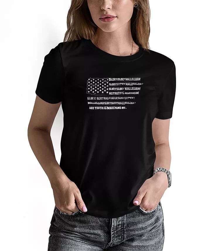 

Женская футболка Glory Hallelujah Flag Word Art LA Pop Art, черный