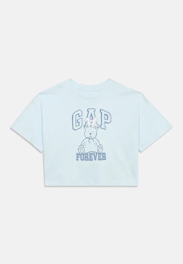 Футболка Gap Extra relaxed tee graphic mar print, голубое облако — фото 3