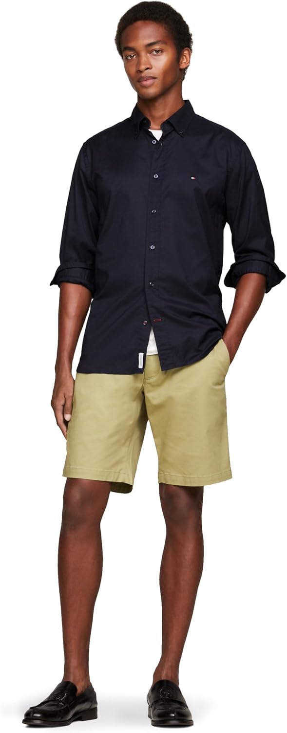 Мужские рубашки Tommy Hilfiger Poplin с длинным рукавом, классического кроя, застегивающиеся на пуговицы, также доступны в размерах для больших и высоких размеров., Desert Sky — фото 3