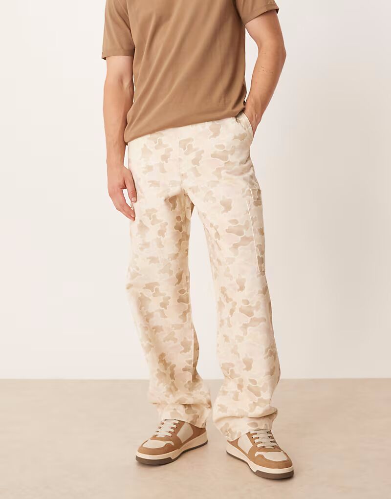 

Свободные прямые брюки-карго в камуфляжном цвете Asos Design