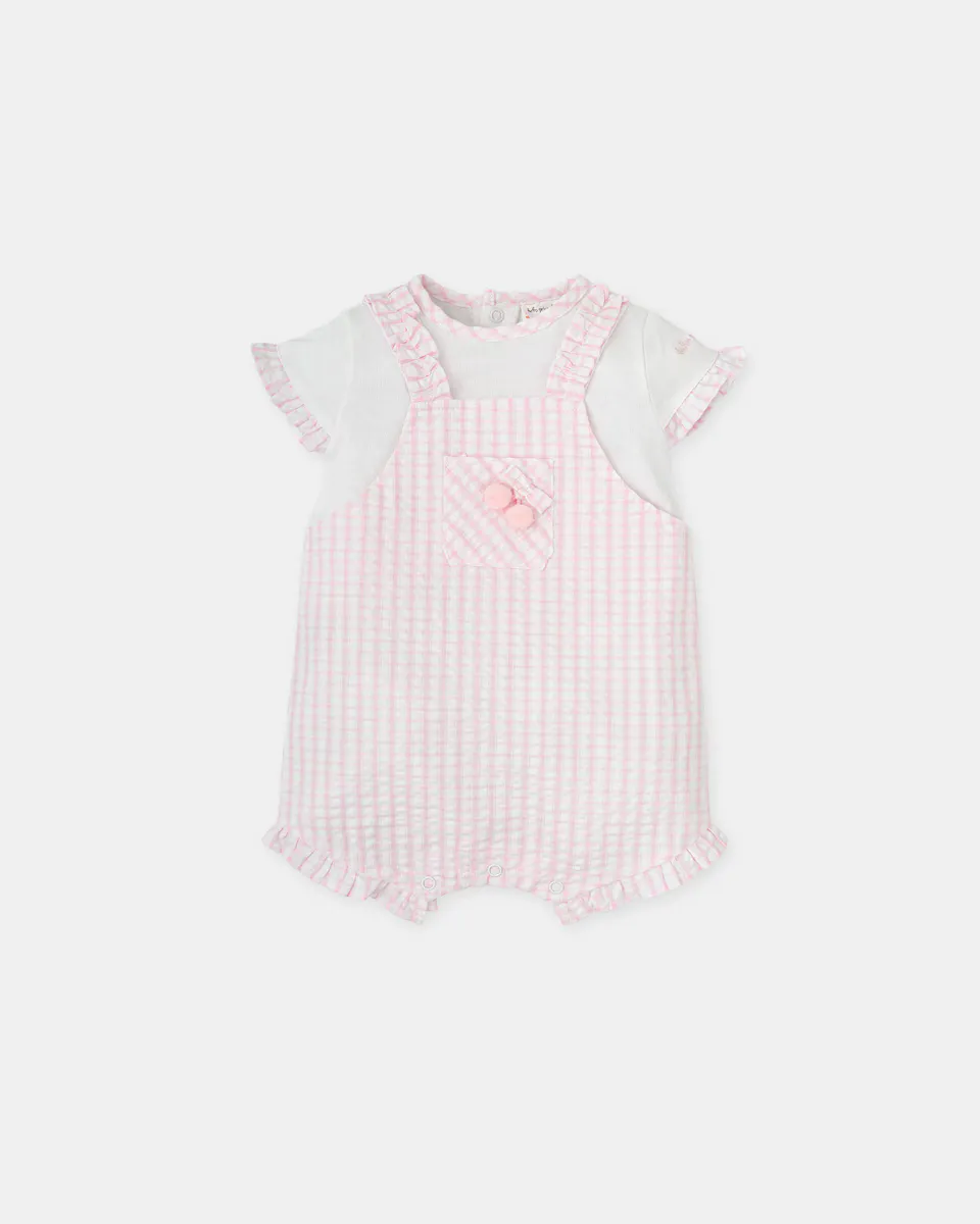 

Малышка короткий розовый комбинезон в клетку Tutto Piccolo, цвет Rosa