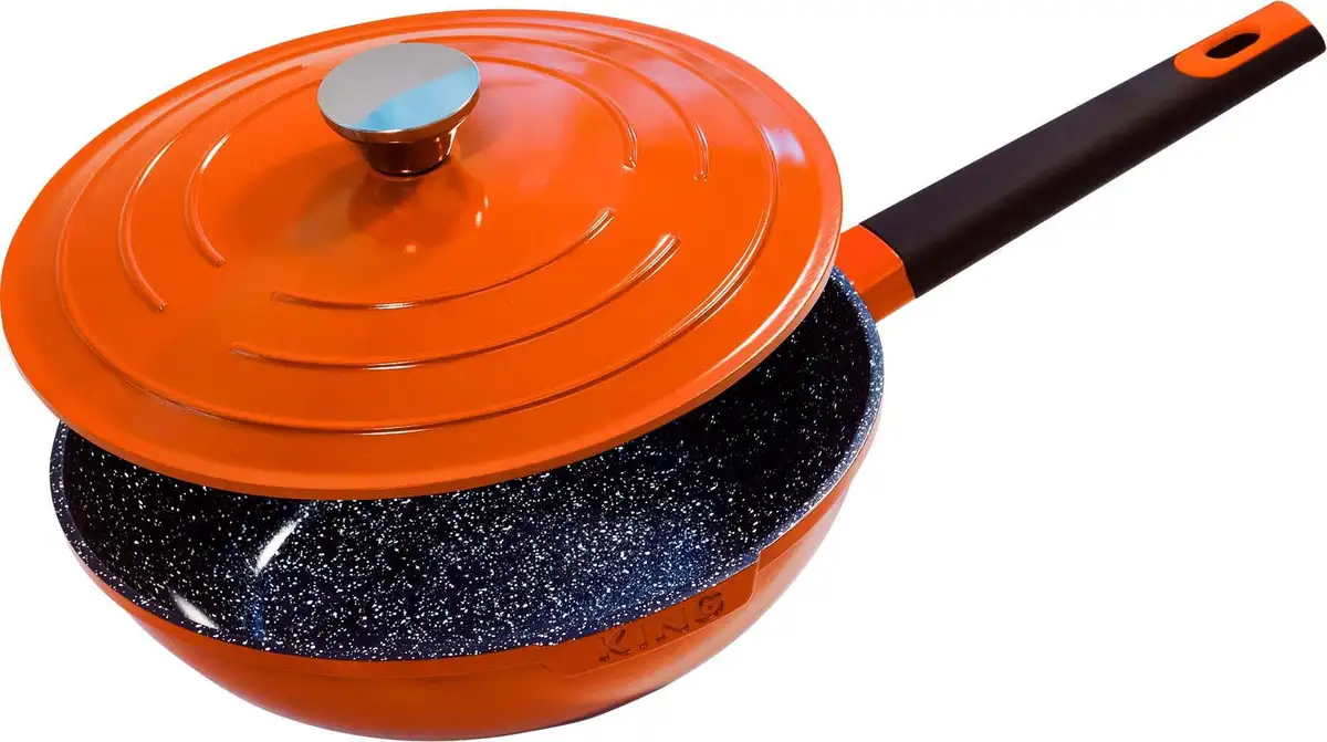 

KING вок "Shine Orange", литой алюминий, (1 шт.), Ø 28 см, индукционный Ø 28 см + высота 8 см, оранжевый/черный