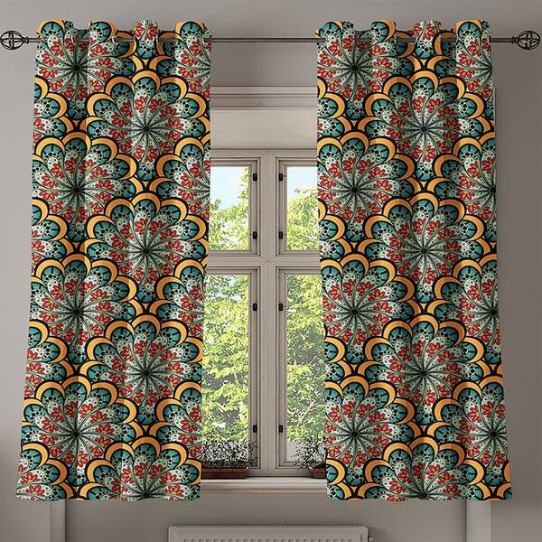 

Занавеска с люверсами Abakuhaus Mandala Flowers 2 шт, 280x175x0,5 см цвет braun grün und gelb