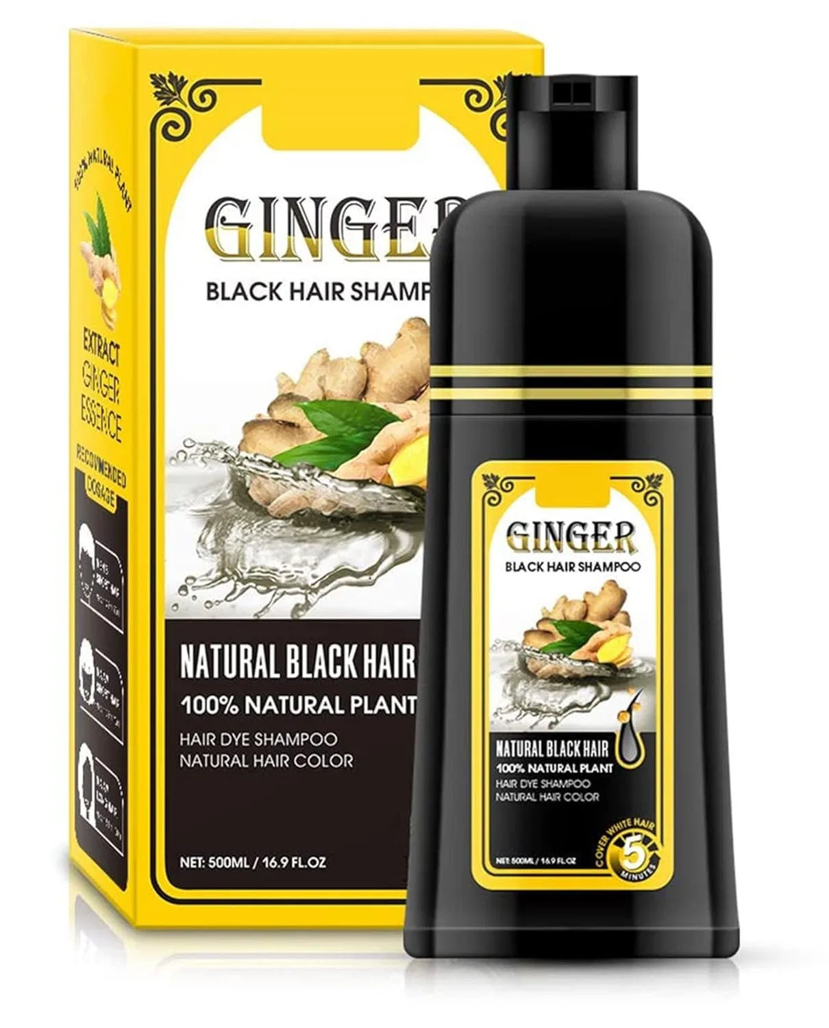 Шампунь-краска для волос Permanent Black Hair Shampoo, 420 мл Bamideo