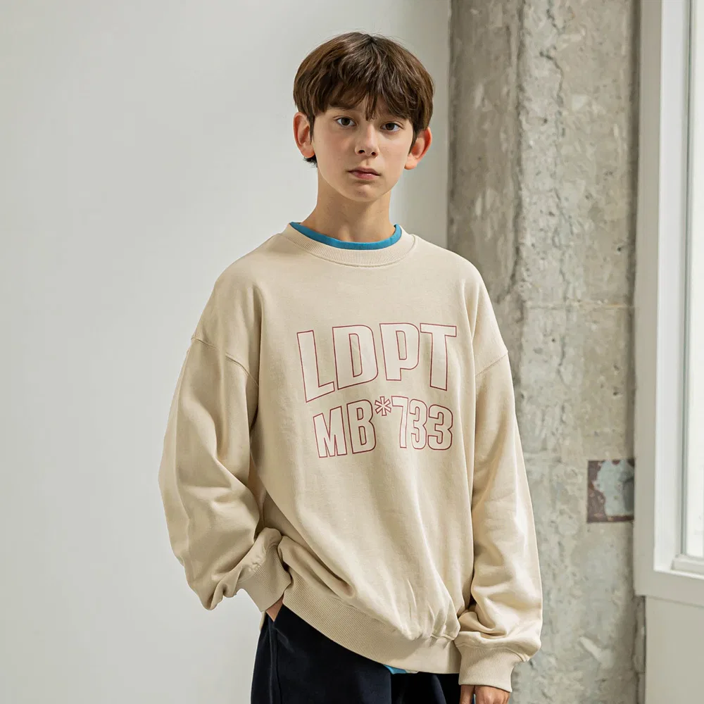 Детский свитшот с логотипом Authentic, бежевый, от Little Dept