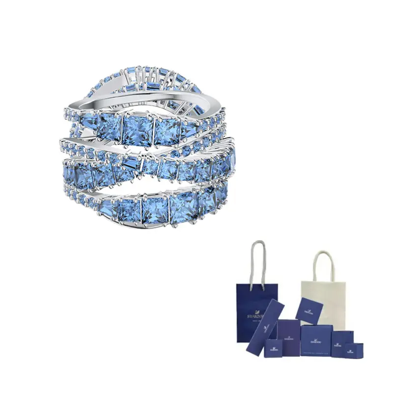 

Кольцо с искусственными кристаллами для женщин Swarovski, синий