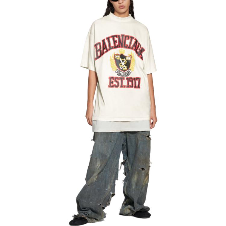 Футболка Balenciaga Est. 1917 Crest Logo T-shirt 'White', белый — фото 3