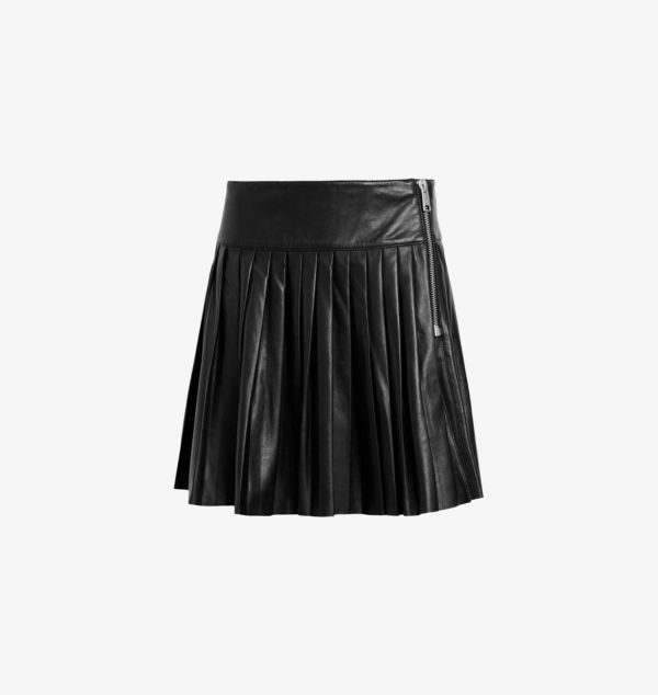 

Мини-Юбка Vena lea из кожи с килтом Allsaints, черный