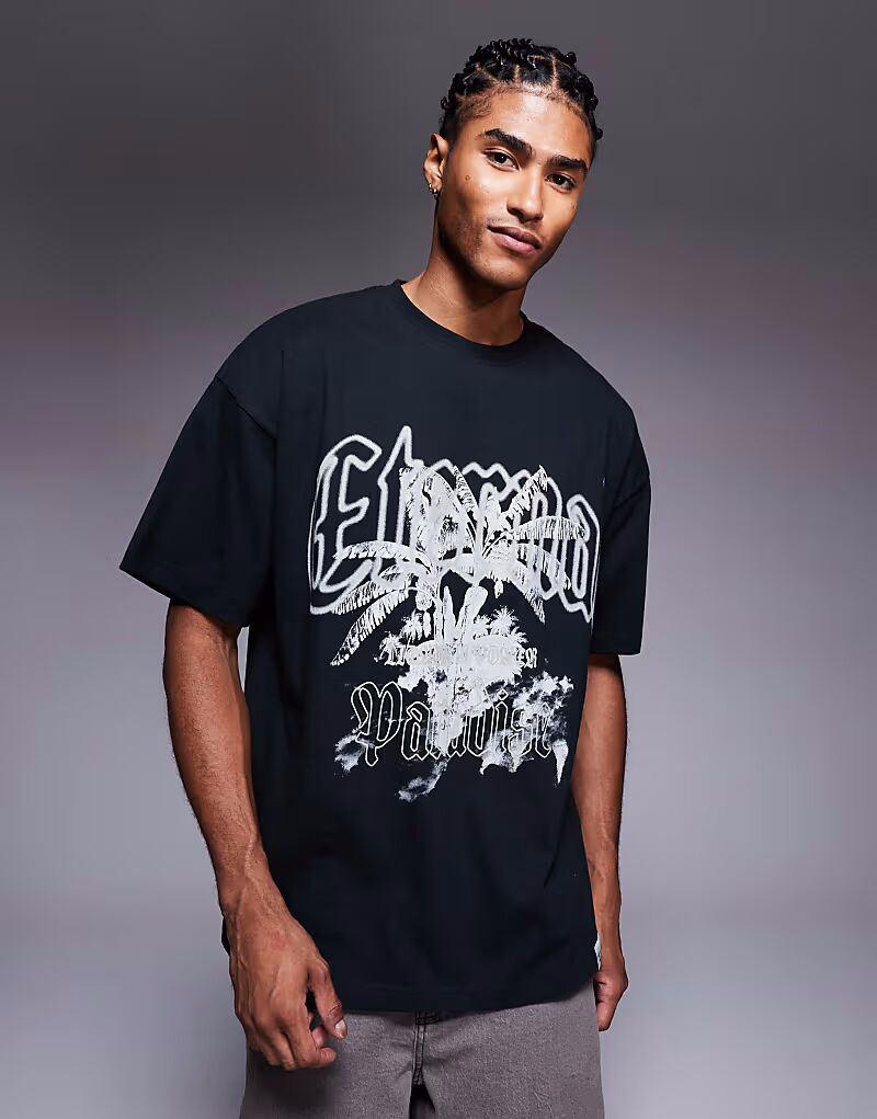 

Футболка с графическим логотипом «Вечный рай» черного цвета Liquor N Poker, Черный, Футболка с графическим логотипом «Вечный рай» черного цвета Liquor N Poker