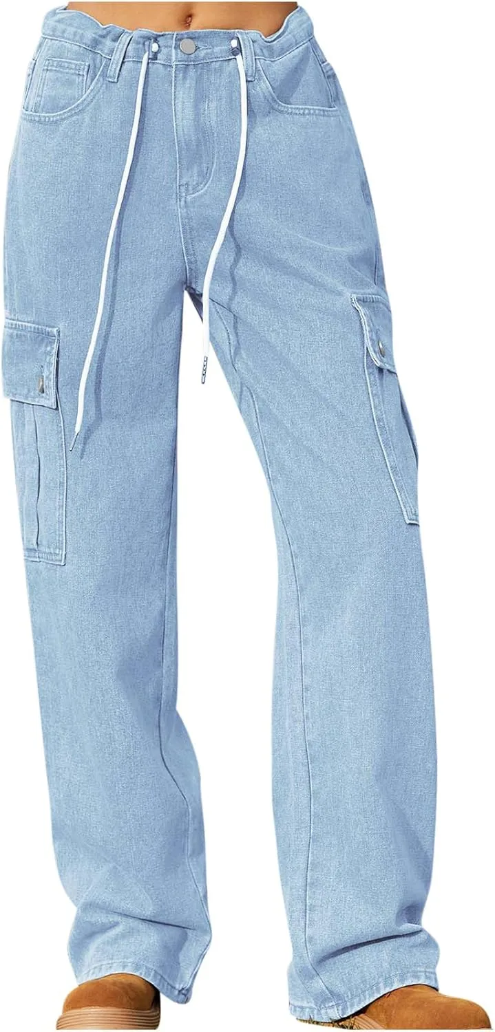 

Женские джинсы wide leg с прямыми штанинами и средней посадкой