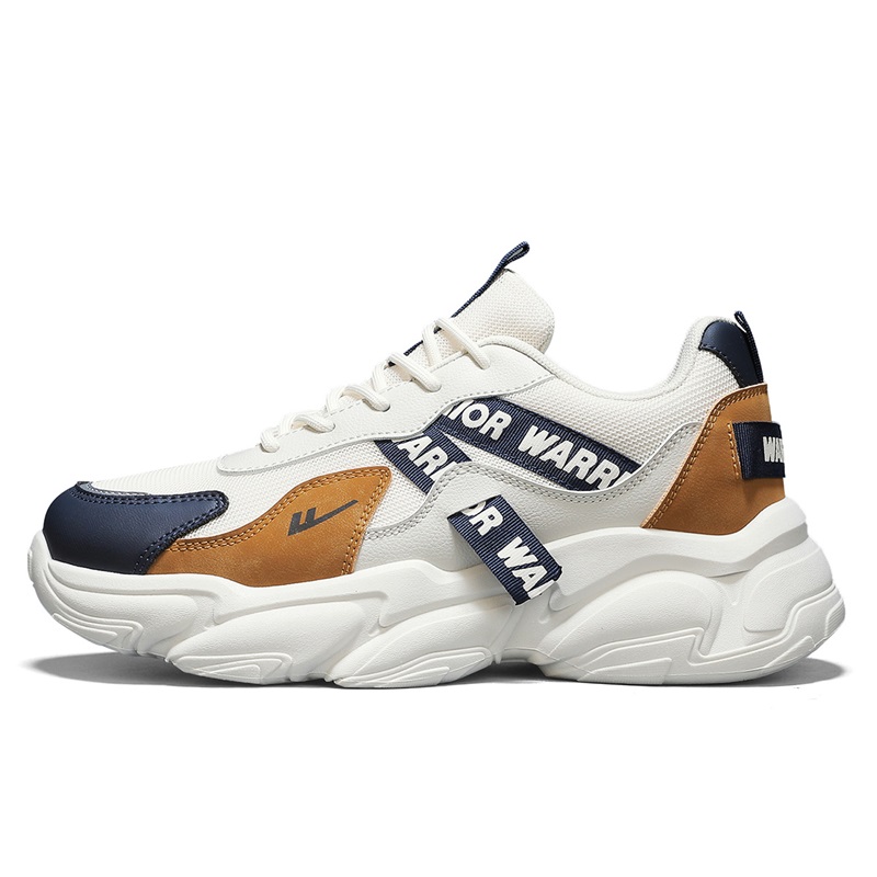 

WARRIOR Амортизирующие легкие массивные кроссовки мужские бежевый темно-синий хаки, цвет Beige Dark Blue Khaki