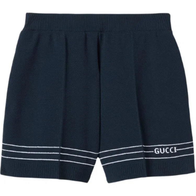 Шорты GUCCI с интарсией, свободный крой, Marine Blue