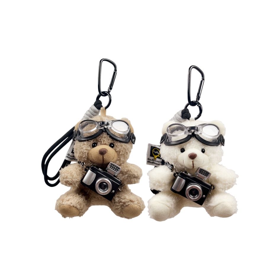 

Подвеска в виде плюшевых кукол для женщин Tboml, shimmery cameras bear-коричневый+белый (черный cord)