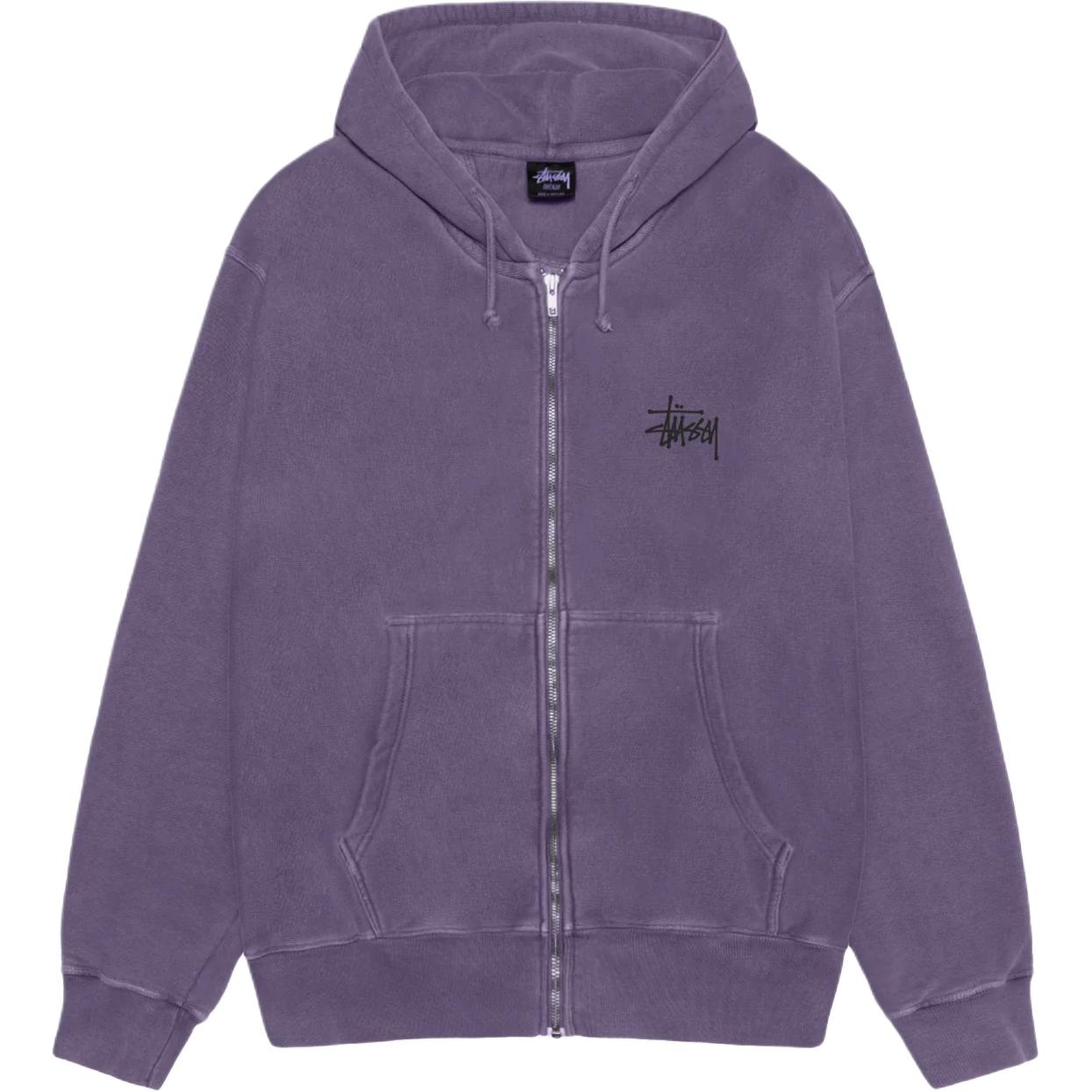 

Stussy Базовый худи с молнией пигментной окраски, Purple