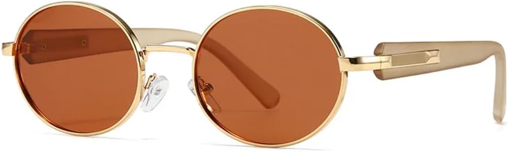 

Солнцезащитные очки для мужчин и женщин - защита UV400 - круглые, в стиле панк, с разноцветными линзами цвета синего чая, для занятий спортом на открытом воздухе и вождения DSVIGF, Golden Red Tea