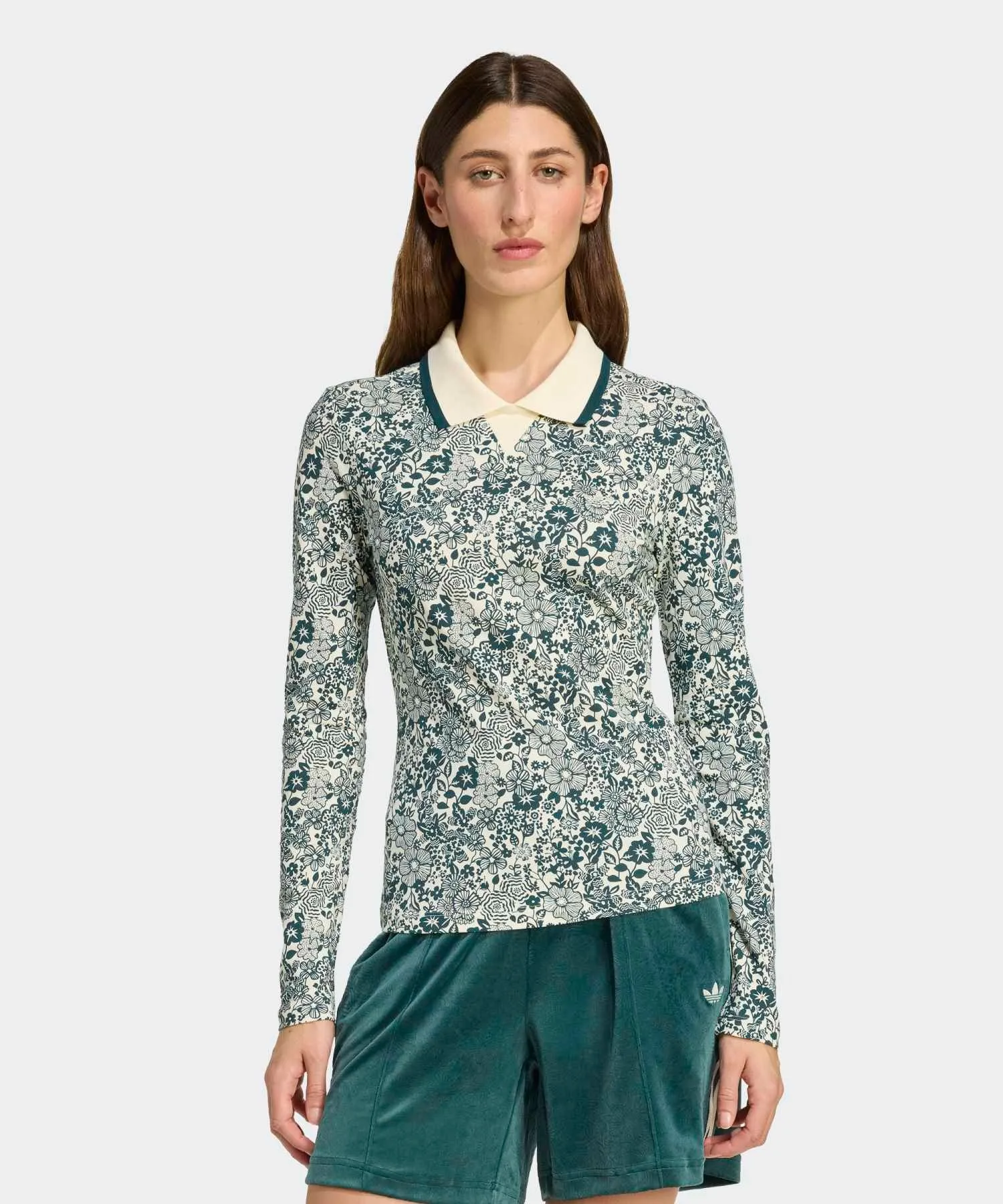 Женская футболка adidas Originals × Liberty London с цветочным принтом JW5273 белая с зелёным