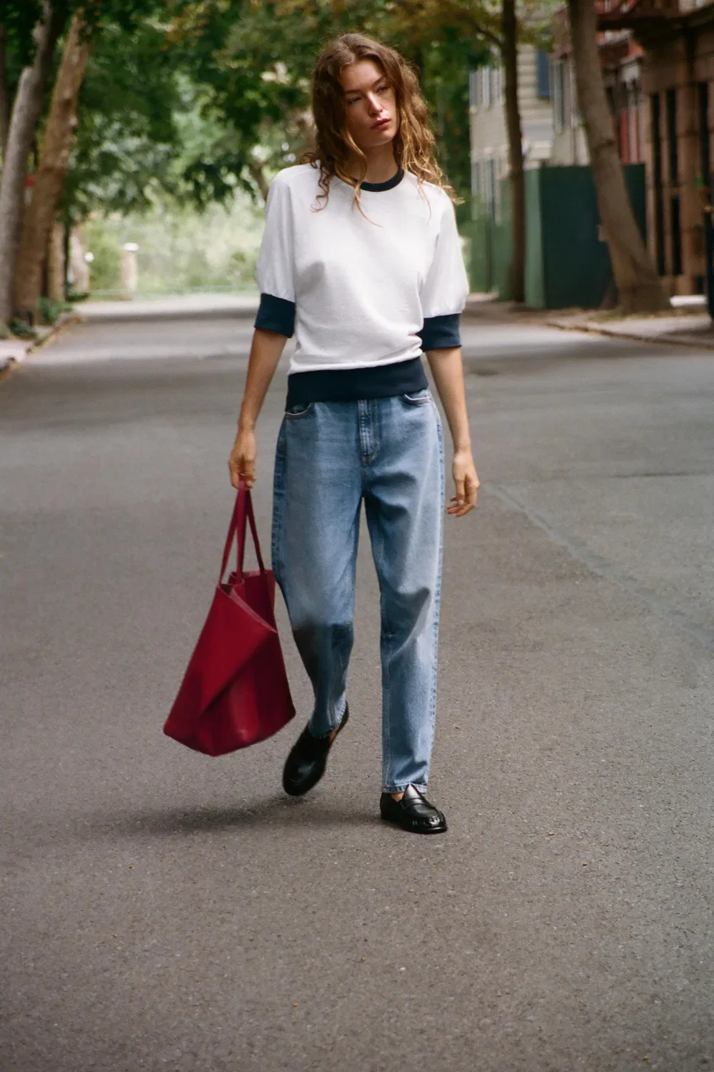 Футболка с кантом ZARA, White