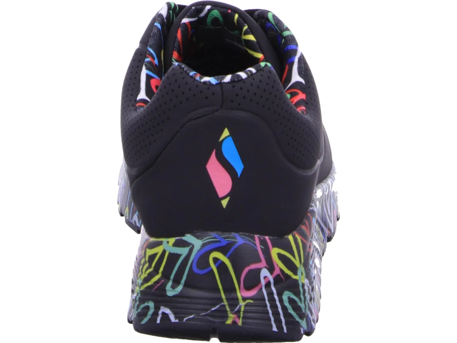 Детские кроссовки для девочек с принтом Uno Lite Lovely Luv Skechers, Black Synthetic Multi Trim — фото 4