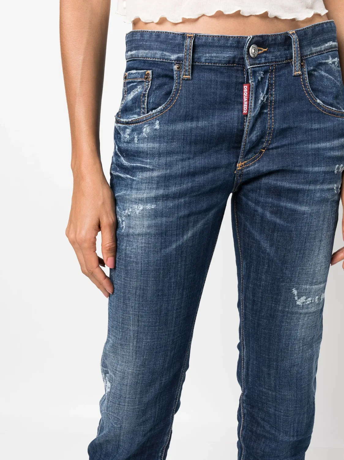 Джинсы Skinny 24/7 Distressed DSQUARED2, индиго — фото 4