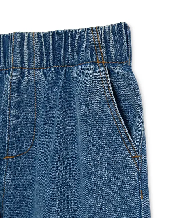 Детские джинсы для девочек с высокой посадкой Wide Leg Jeans Aqua, Dark Wash — фото 3