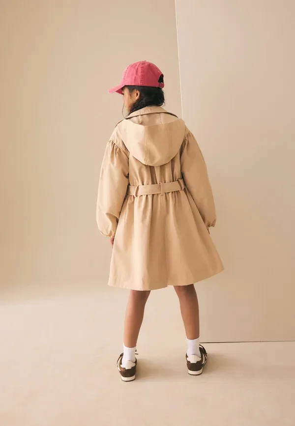 Пальто с капюшоном и поясом, Regular fit - skirted - trenchcoat, Next, neutral, нейтральный — фото 3