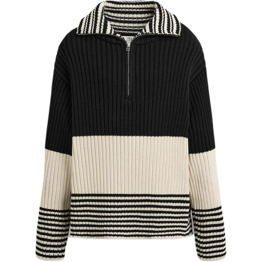 Мужской свитер с воротником-стойкой Moderate, ZARA, Raw White