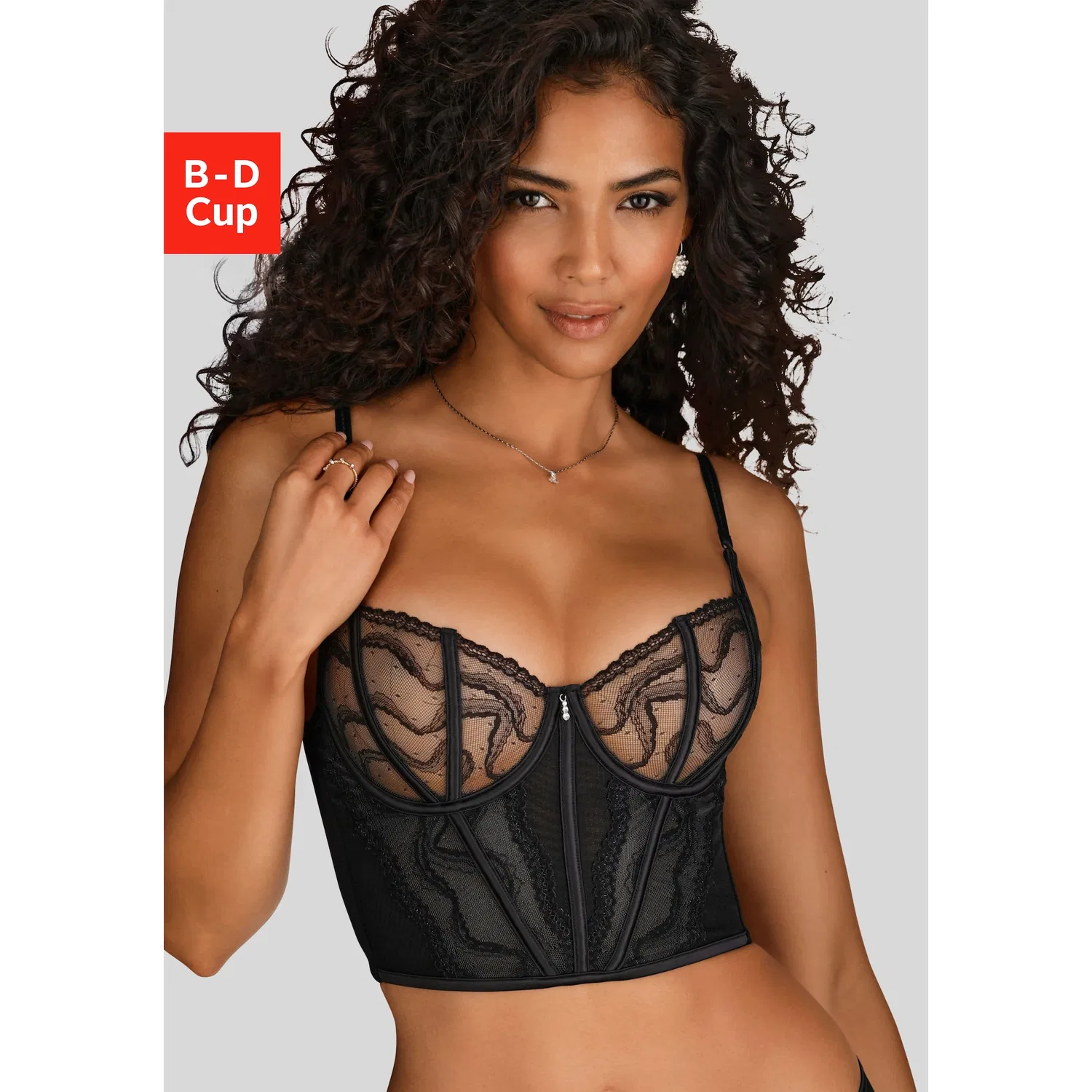 Женская корсетная блуза с блестящим аксессуаром LASCANA, Black