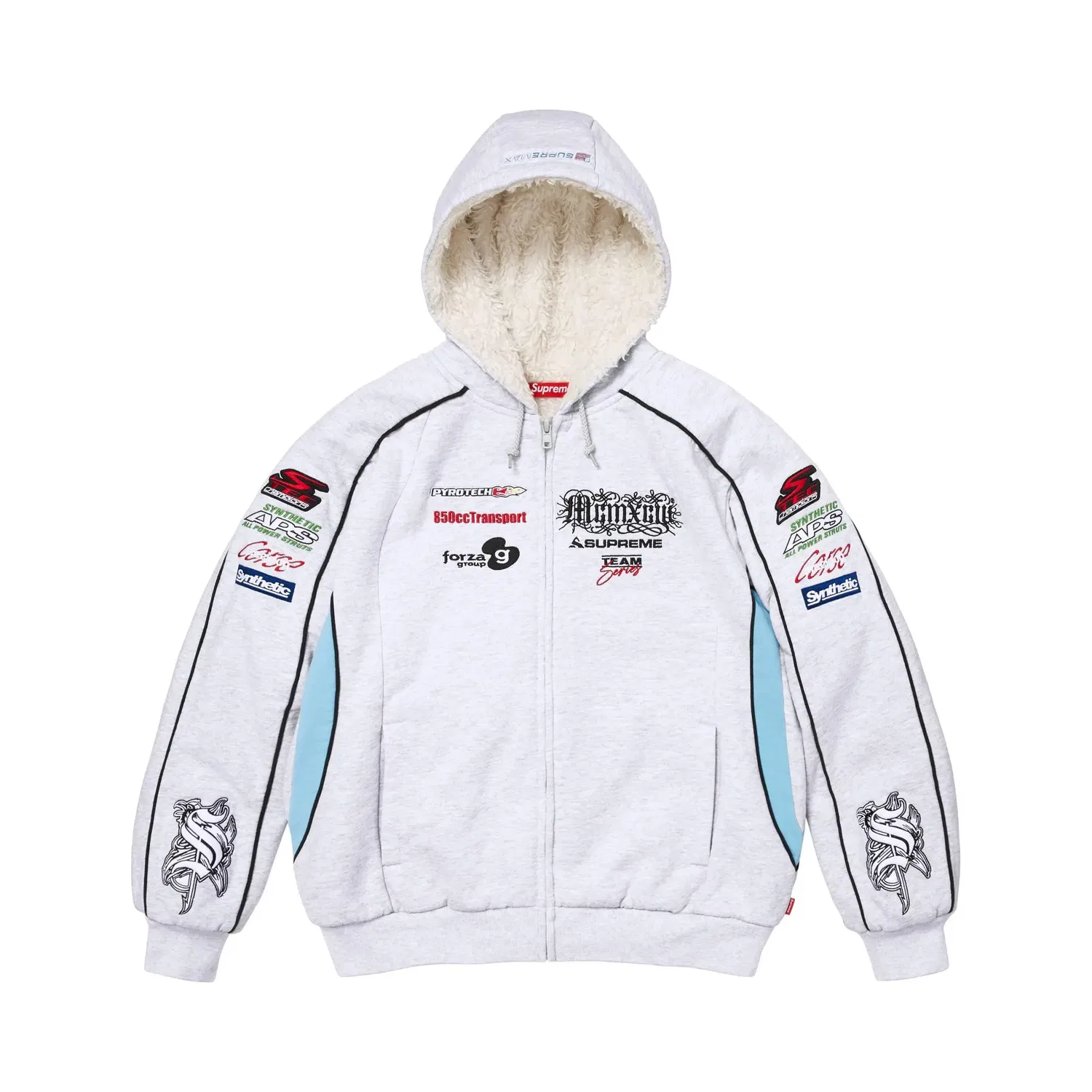 Свитшот на молнии с капюшоном Racing Supreme, Ash Grey