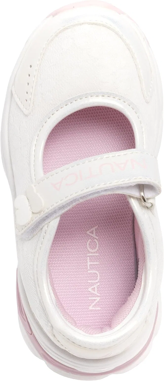 Детские кроссовки для девочек с закрытием на липучке Jemese R Nautica, White Iridescent Pink — фото 4