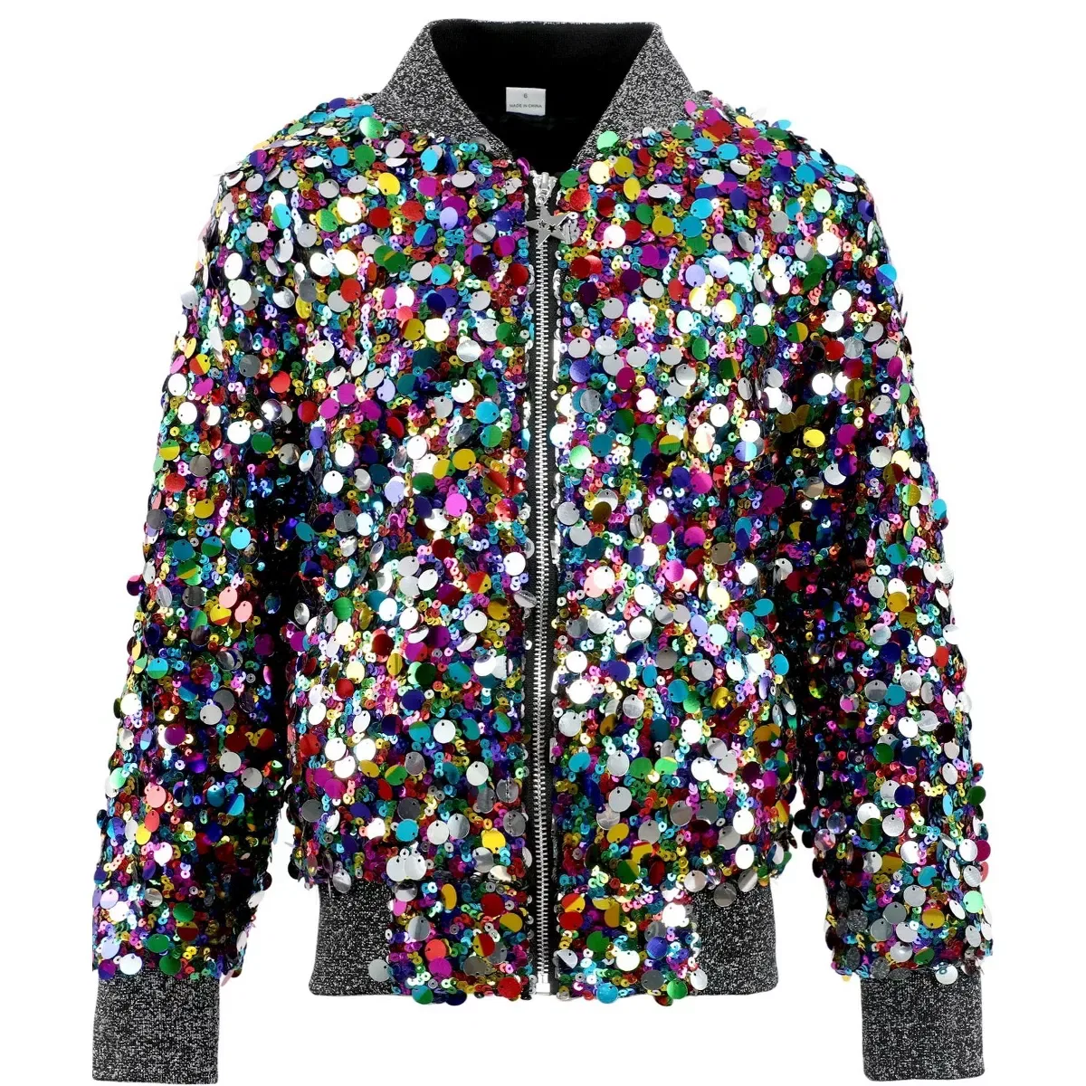 Детская куртка-бомбер с пайетками Multicolor Sequin 2bunnies, Black