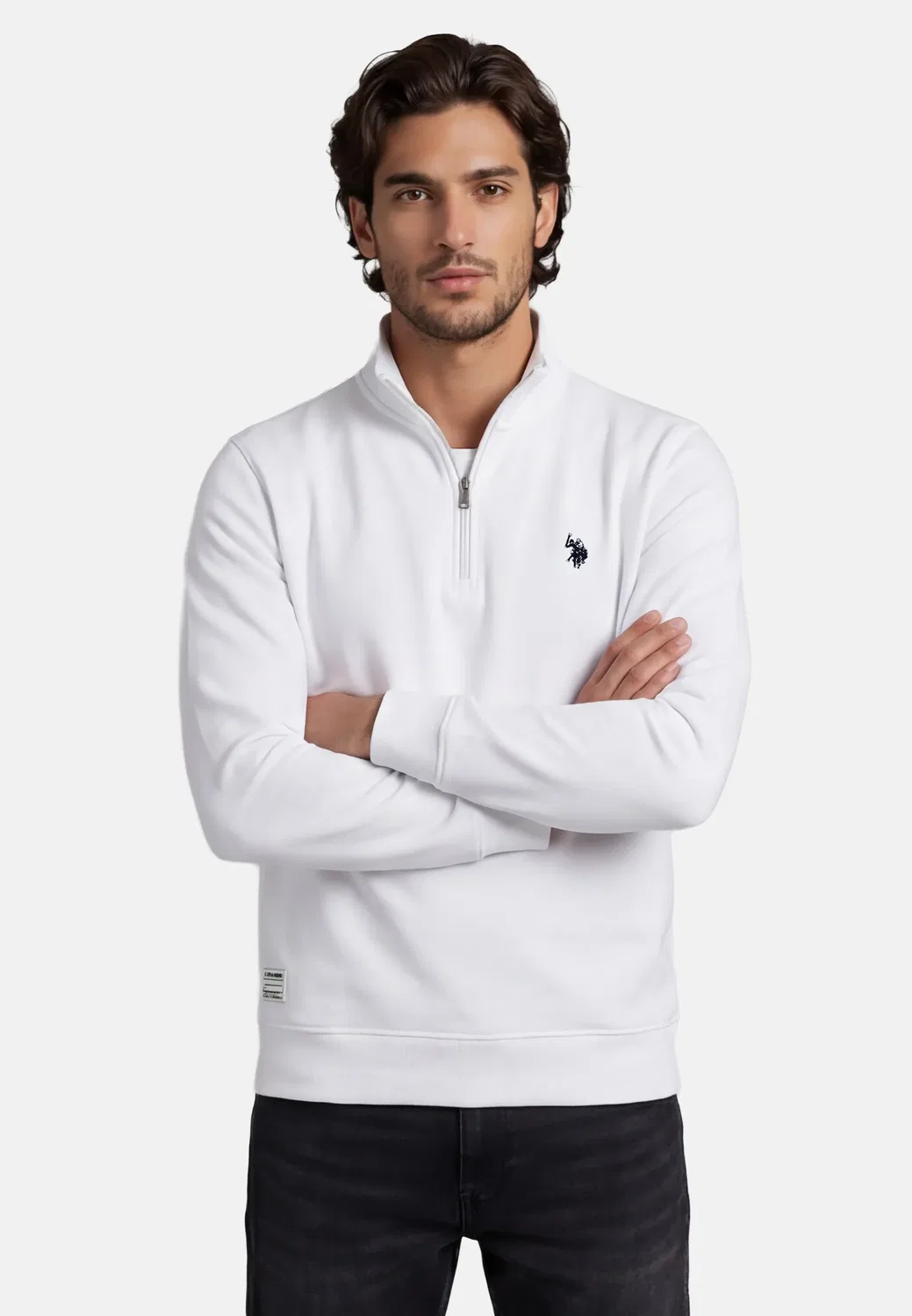Мужское худи с полузастежкой-молнией U.S. Polo Assn., White