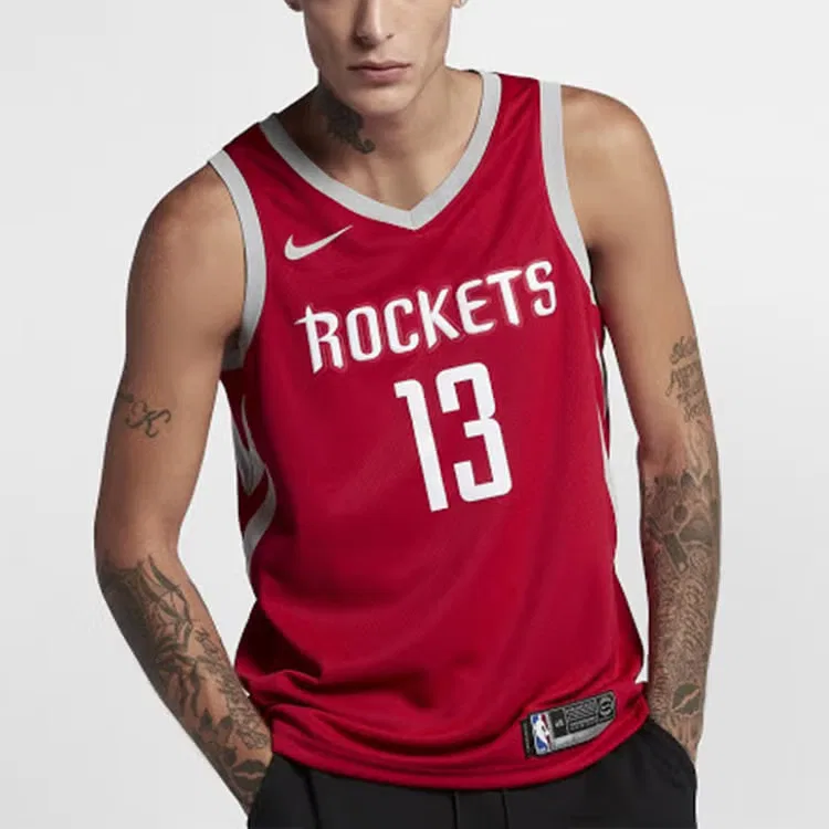 Футболка баскетбольная с принтом Rockets No. 13 Nike, красный — фото 3