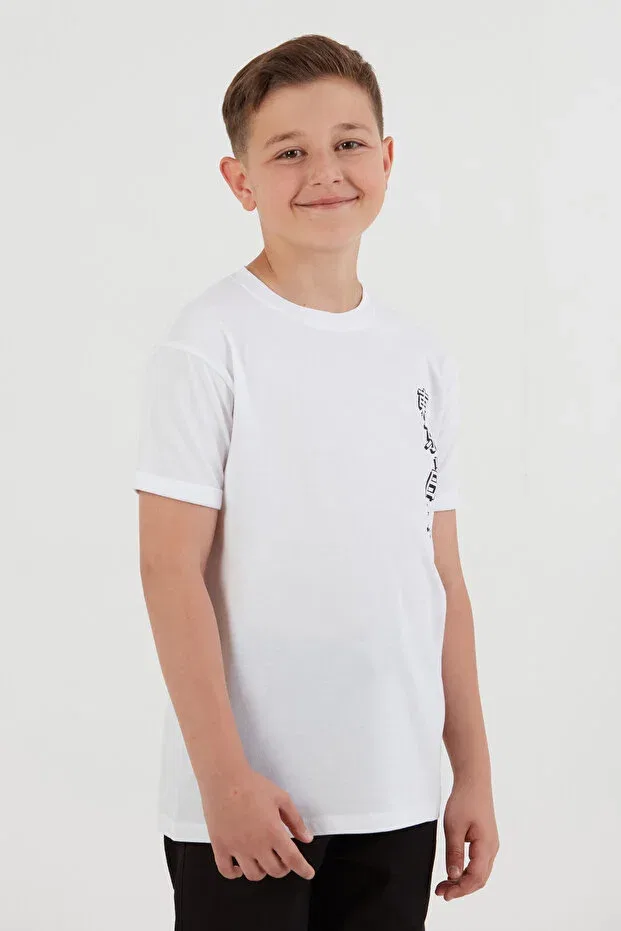Детская футболка для мальчиков с принтом Fulla Moda, White — фото 3