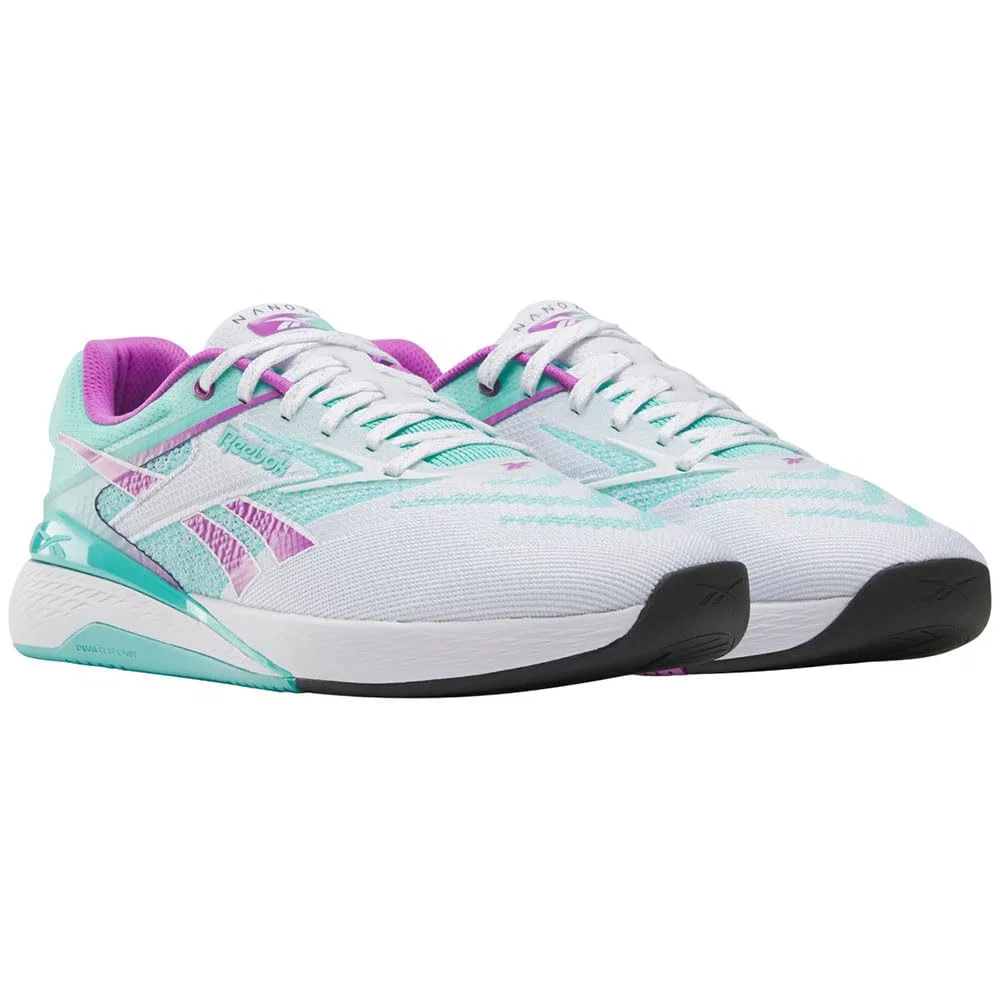 Детские кроссовки для девочек с полосками Nano X5 Reebok, Ftw White Ai Aqua Purple Rave