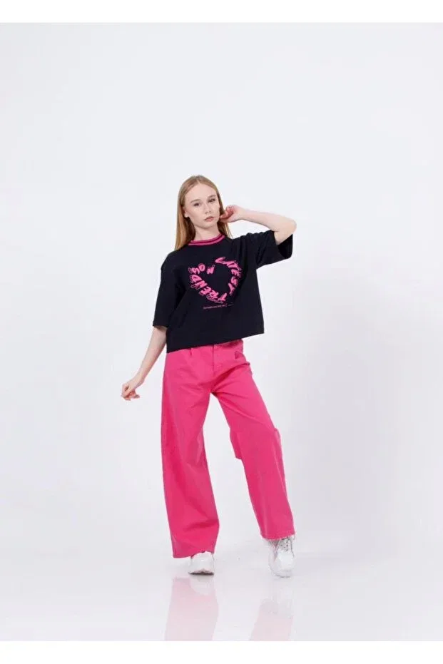 Детские джинсовые брюки для девочек широкие Loco Loco, Fluoria