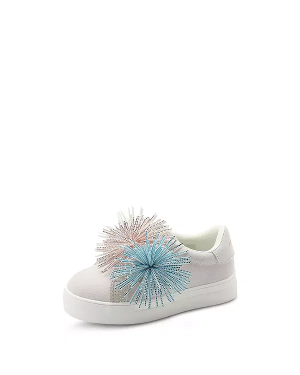 Детские кроссовки для девочек с бахромой Mini Laney Fringed Leather Sneakers Kurt Geiger London, белый — фото 4