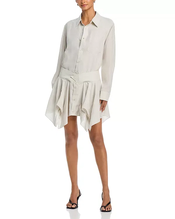 Женское хлопковое платье-рубашка Cut off double shirt dress Alexander Wang, Ash White